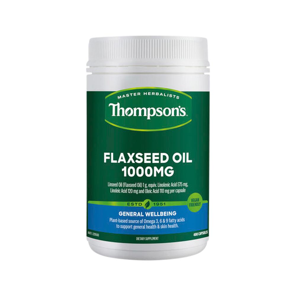 Thompson's Flaxseed Oil 1000mg – 400 Capsules, front of pack