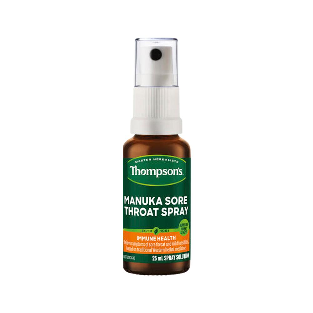 Thompson's Manuka Sore Throat Spray – 25ml, front of pack