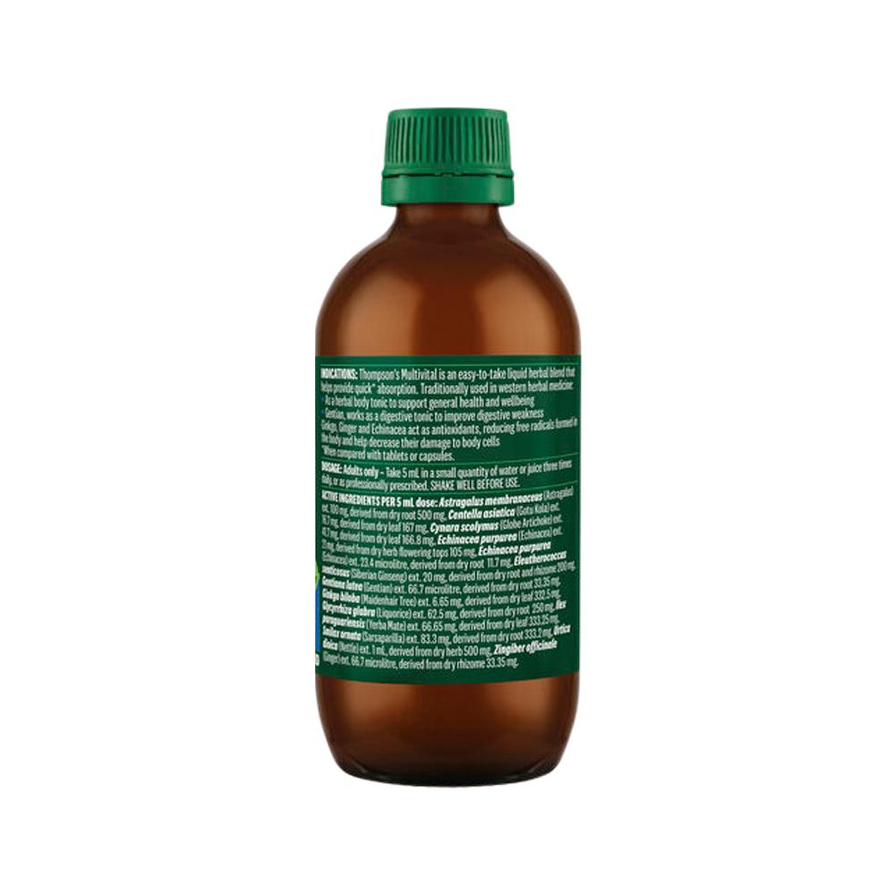 Thompson's Multivital Oral Liquid – 200ml, back of pack