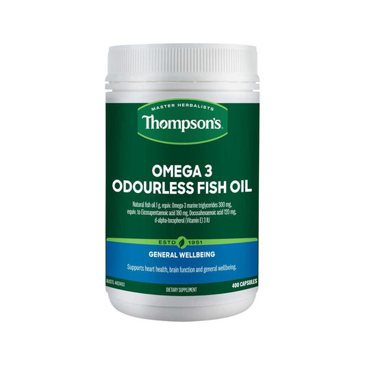 Thompson's Omega 3 Odourless Fish Oil – 400 Capsules, front of pack