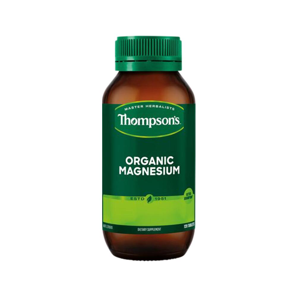 Thompson's Organic Magnesium – 120 Tablets, front of pack