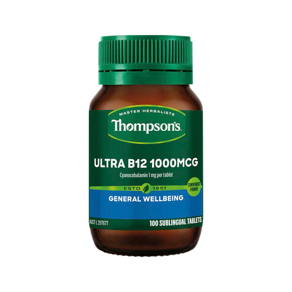 Thompson's Ultra B12 1000mcg Sublingual – 100 Tablets, front of pack