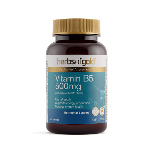 Herbs of Gold Vitamin B5 500mg – 60 Vege Capsules