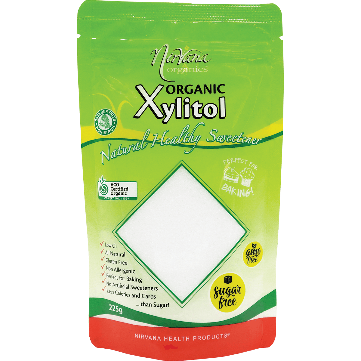 Nirvana Organics Xylitol – 225g, front of pack