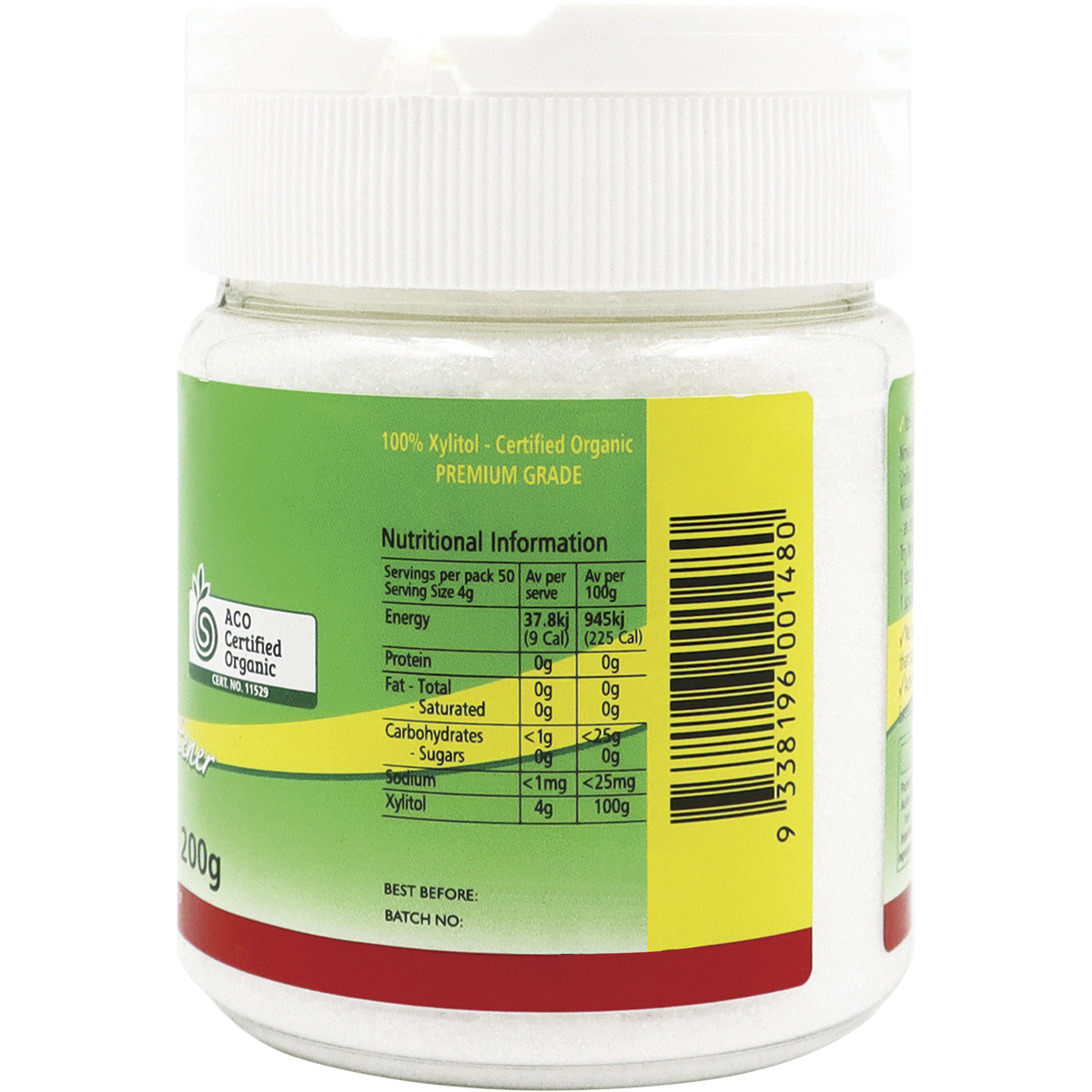 Nirvana Organics Xylitol Refillable Shaker – 200g, pack detail