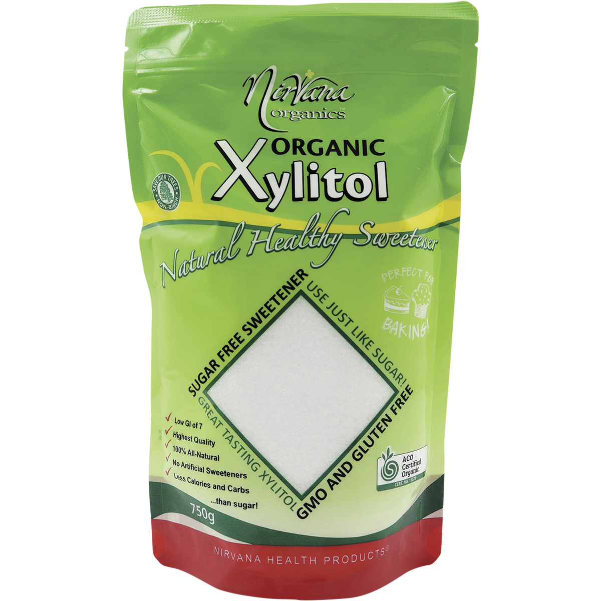 Nirvana Organics Xylitol – 750g, front of pack