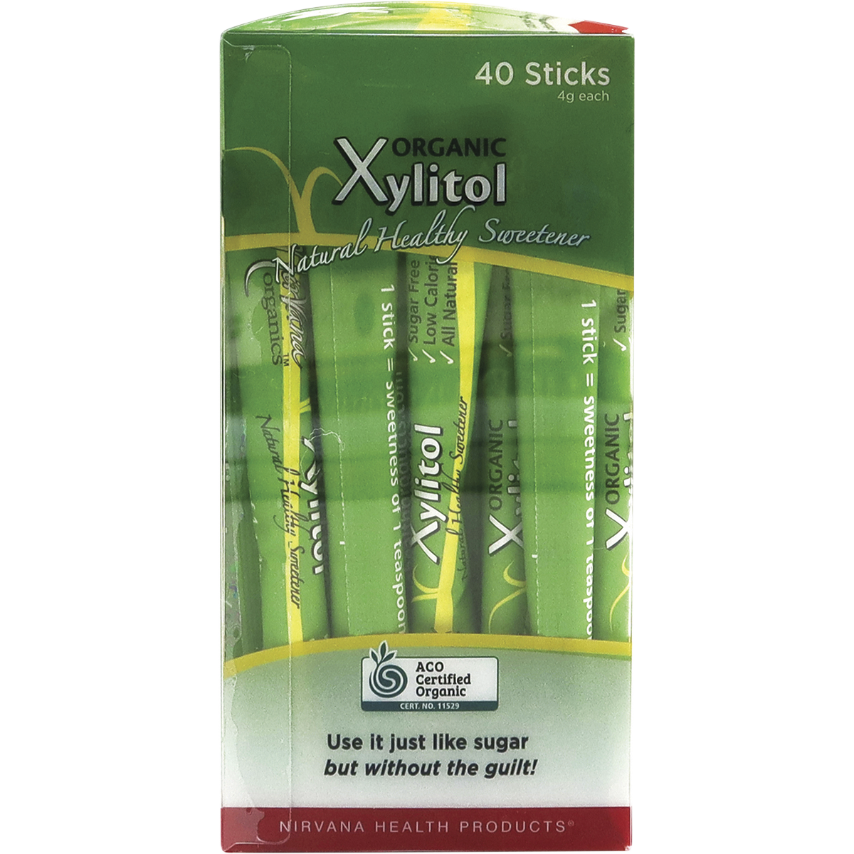 Nirvana Organics Xylitol Sticks – 40 x 4g, pack detail