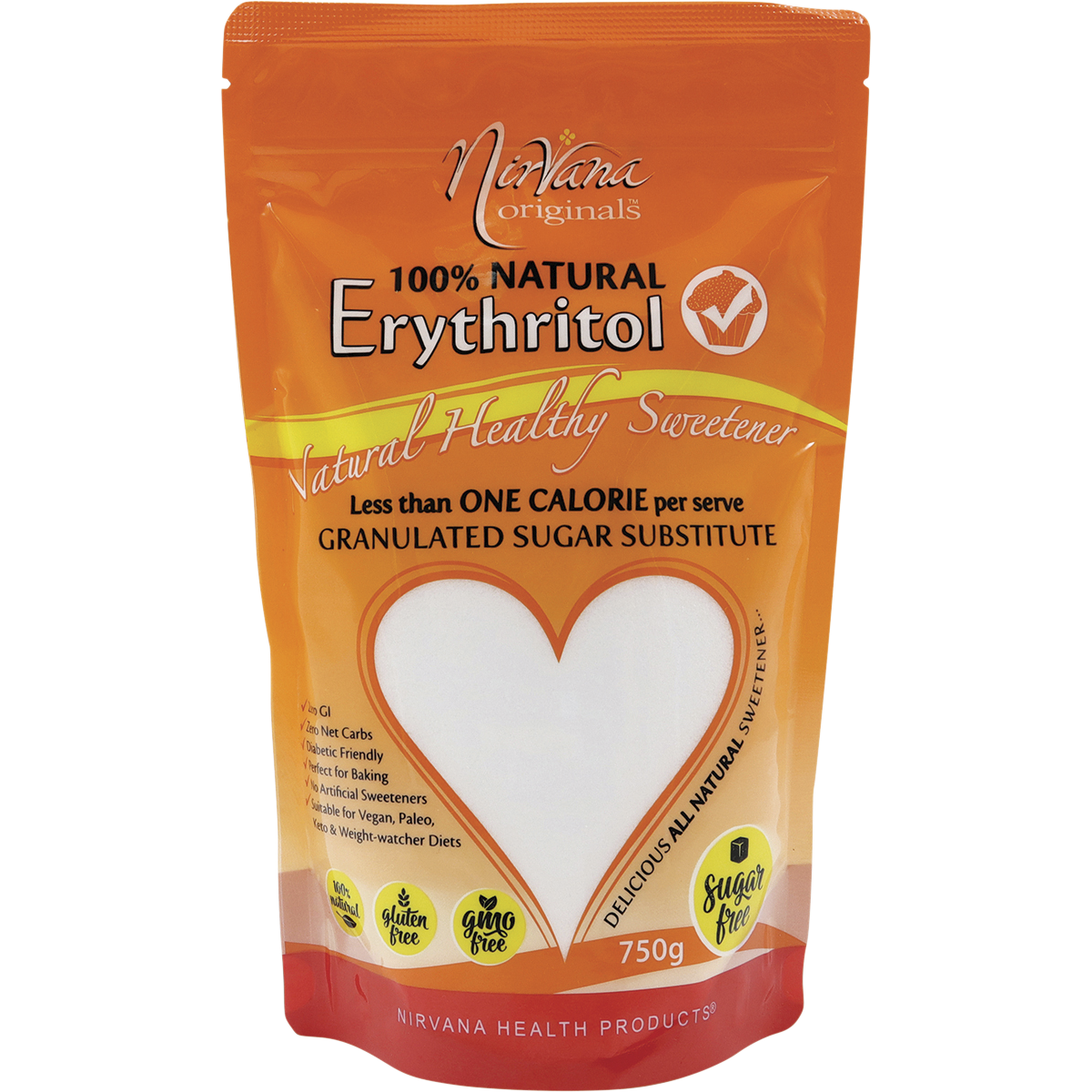 Nirvana Originals Erythritol 100% Natural – 750g, front of pack