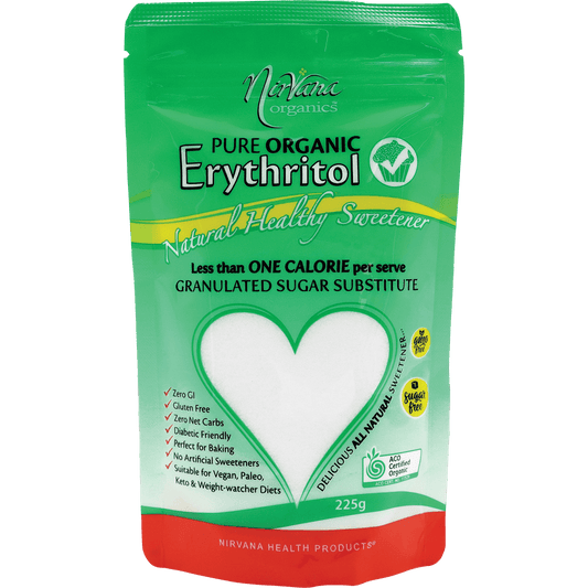 Nirvana Organics Erythritol Pure Organic – 225g, front of pack