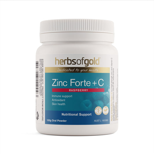 Herbs of Gold Zinc Forte + C Raspberry – 100g