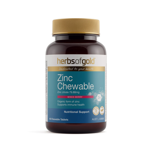Herbs of Gold Zinc Chewable Mixed Berry – 60 Tablets