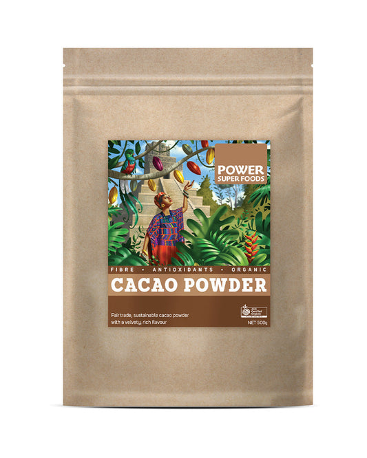 Power Super Foods Cacao Powder Kraft Bag – 500g